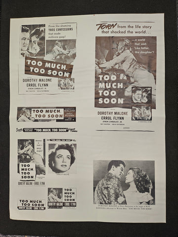 "Too Much, Too Soon" Original Movie Ad Mat Mold and Ad Clip Art Print