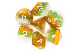 Old School 7 Piece DnD RPG Dice Set: Gradients - Kiwi Fruit