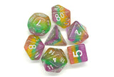Old School 7 Piece DnD RPG Dice Set: Luminous - Fairy Dust