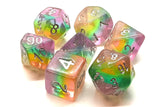 Old School 7 Piece DnD RPG Dice Set: Luminous - Fairy Dust
