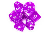 Old School 7 Piece DnD RPG Dice Set: Translucent Light Purple