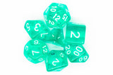 Old School 7 Piece DnD RPG Dice Set: Translucent Teal
