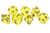 Old School 7 Piece DnD RPG Dice Set: Galaxy - Yellow Shimmer