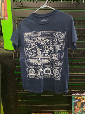 Teenage Mutant Ninja Turtle Technodrome schematics t-shirt size L