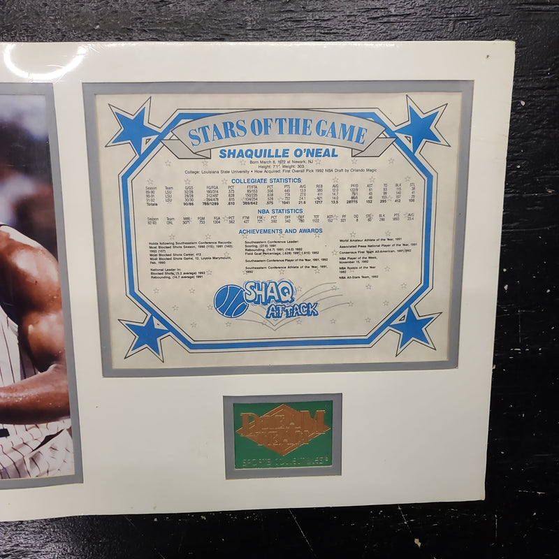 Shaquille O’Neal Vintage Orlando Magic Sports Card Picture Stat Sheet Unframed