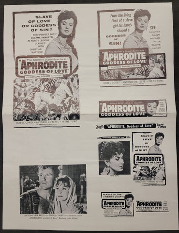 "Aphrodite Goddess Of Love" Original Movie Ad Mat Mold and Ad Clip Art Print