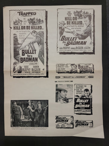 "Bullet For A Badman" Original Movie Ad Mat Mold and Ad Clip Art Print