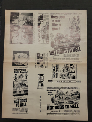 "Hot Rods To Hell" Original Movie Ad Mat Mold and Ad Clip Art Print