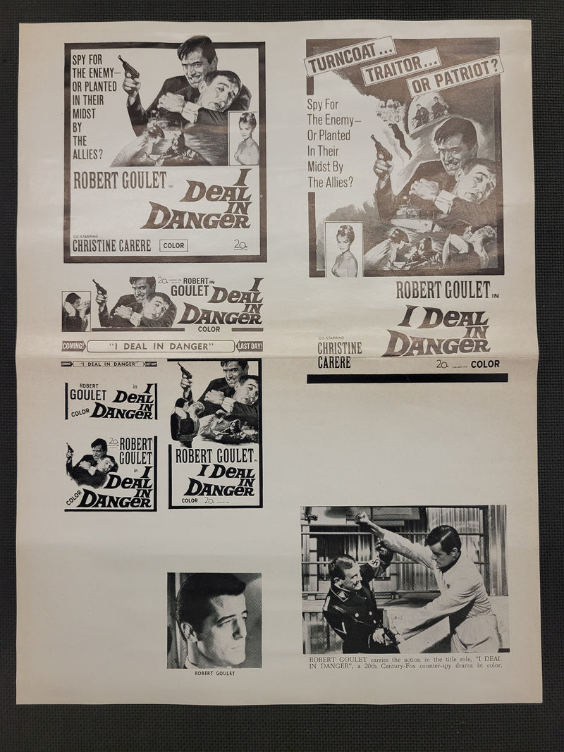 "I Deal In Danger" Original Movie Ad Mat Mold and Ad Clip Art Print