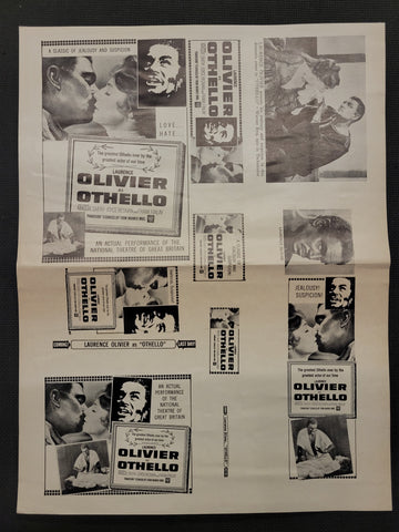 "Othello" with Laurence Olivier Original Movie Ad Mat Mold and Ad Clip Art Print