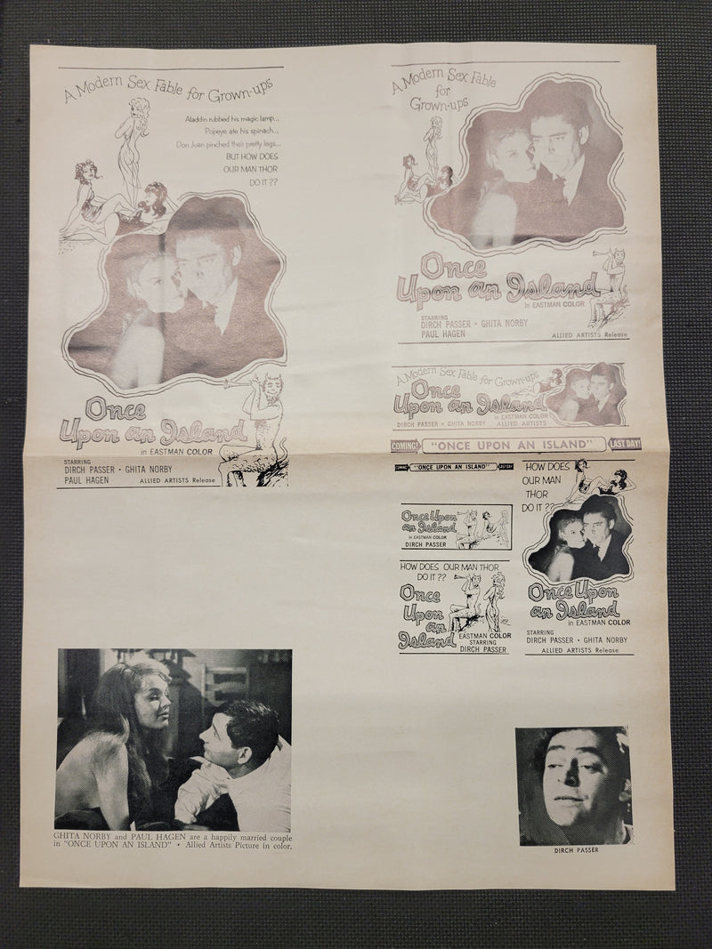 "Once Upon An Island" Original Movie Ad Mat Mold and Ad Clip Art Print