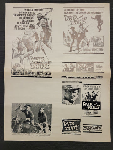 "War Party" Original Movie Ad Mat Mold and Ad Clip Art Print