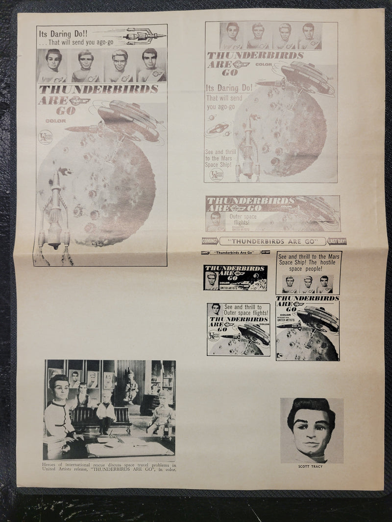"Thunderbirds Are Go" Original Movie Ad Mat Mold and Ad Clip Art Print
