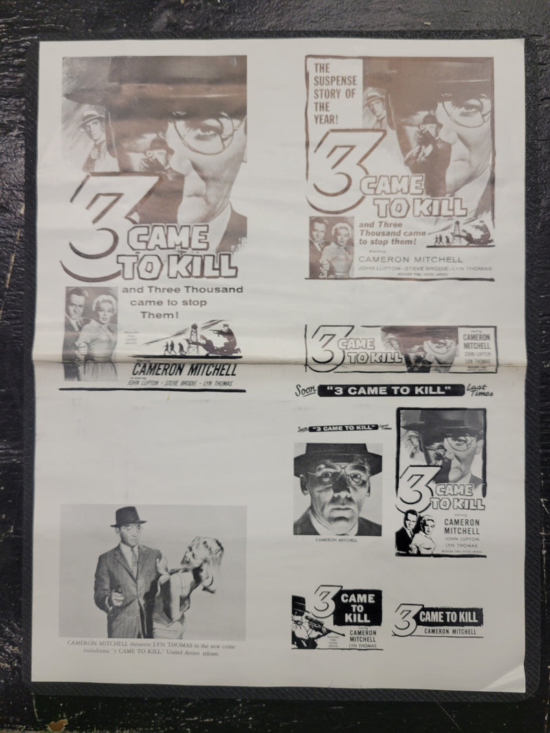 "3 Came To Kill" Original Movie Ad Clip Art Print