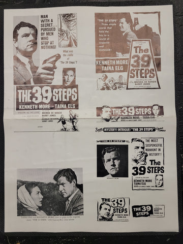 "The 39 Steps" Original Movie Ad Mat Mold and Ad Clip Art Print