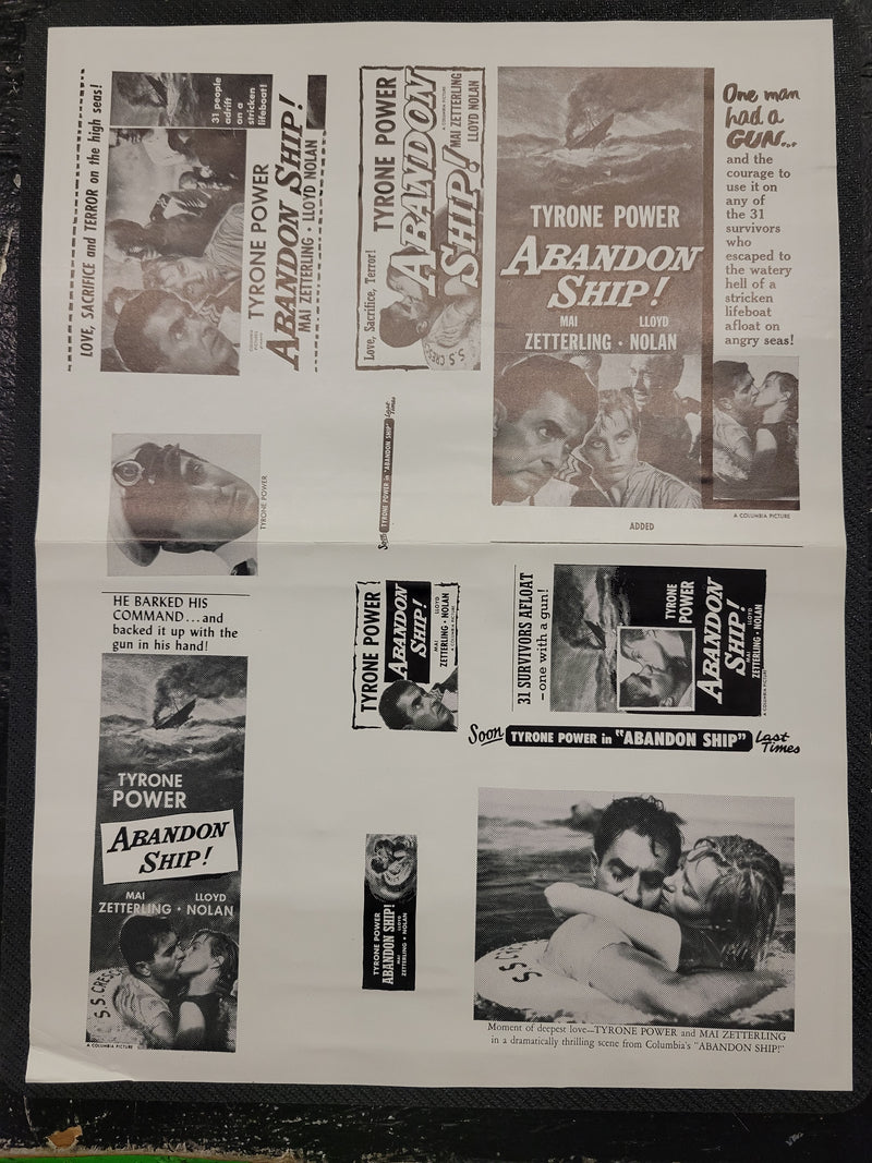 "Abandon Ship! (Seven Days From Now)" Original Movie Ad Mat Mold and Ad Clip Art Print