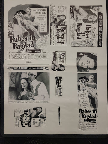 "Babes In Bagdad" Original Movie Ad Mat Mold and Ad Clip Art Print