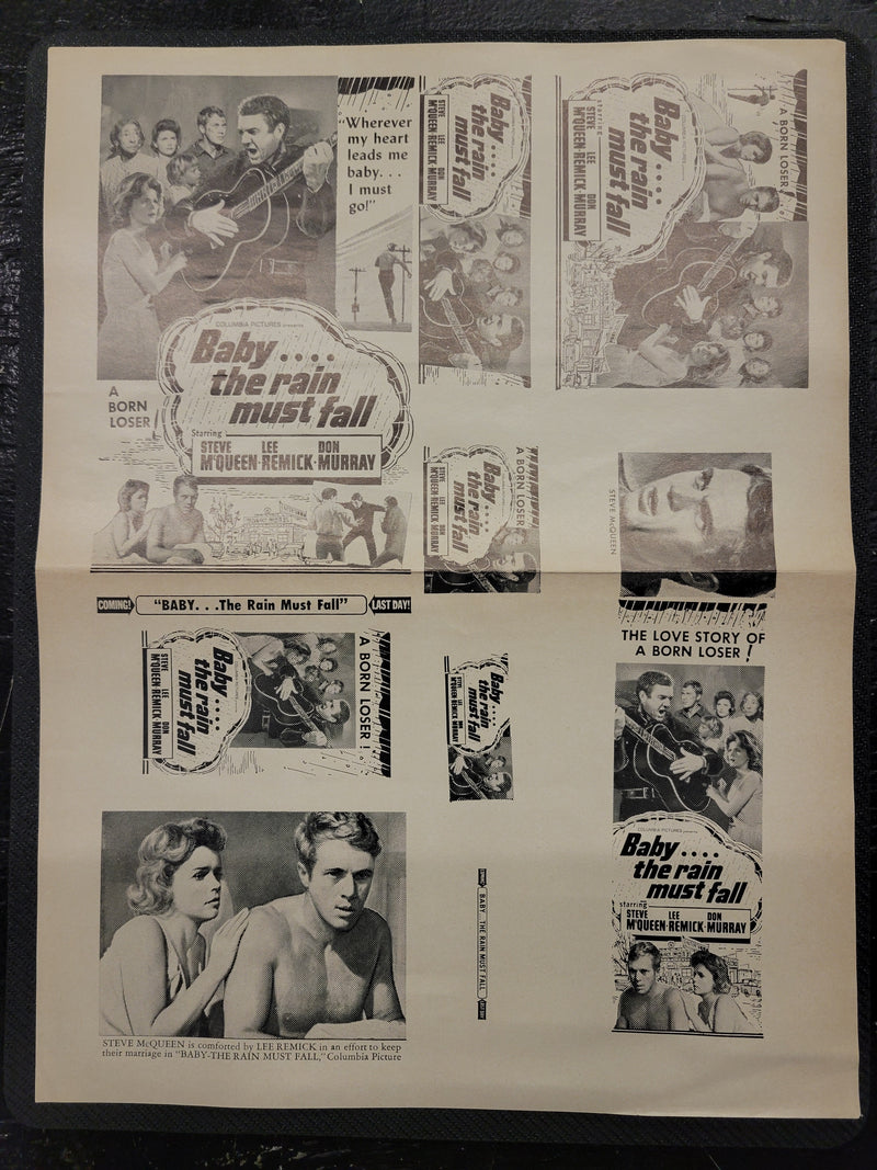 "Baby... The Rain Must Fall" Original Movie Ad Mat Mold and Ad Clip Art Print