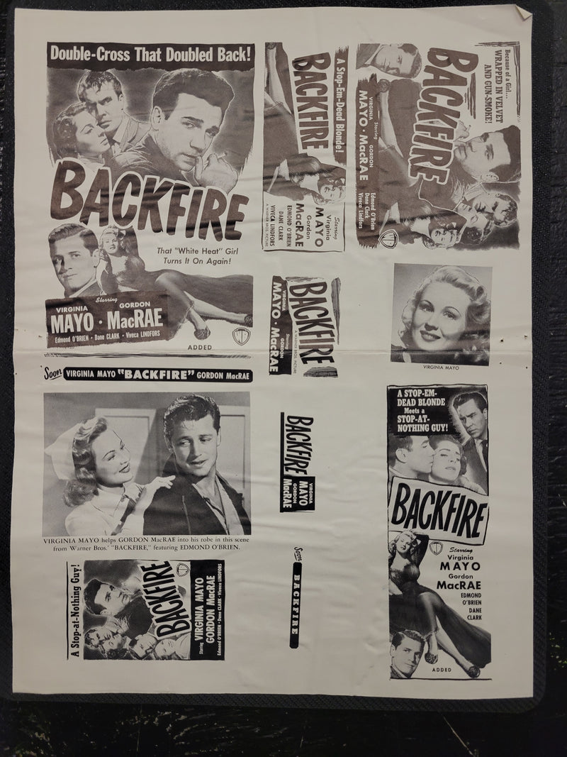 "Backfire" Original Movie Ad Mat Mold and Ad Clip Art Print