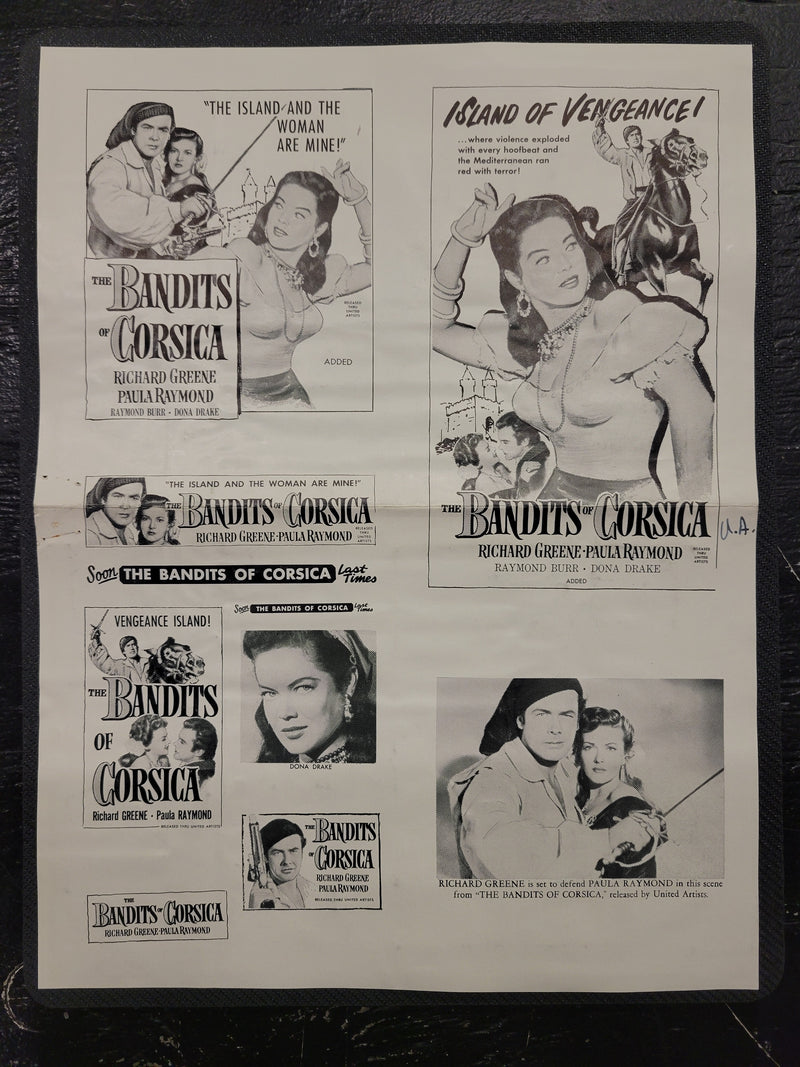 "The Bandits Of Corsica" Original Movie Ad Mat Mold and Ad Clip Art Print