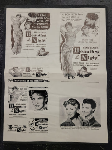 "Beauties Of The Night" Original Movie Ad Mat Mold and Ad Clip Art Print