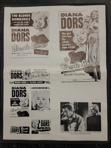 "Blonde Sinner" Original Movie Ad Mat Mold and Ad Clip Art Print
