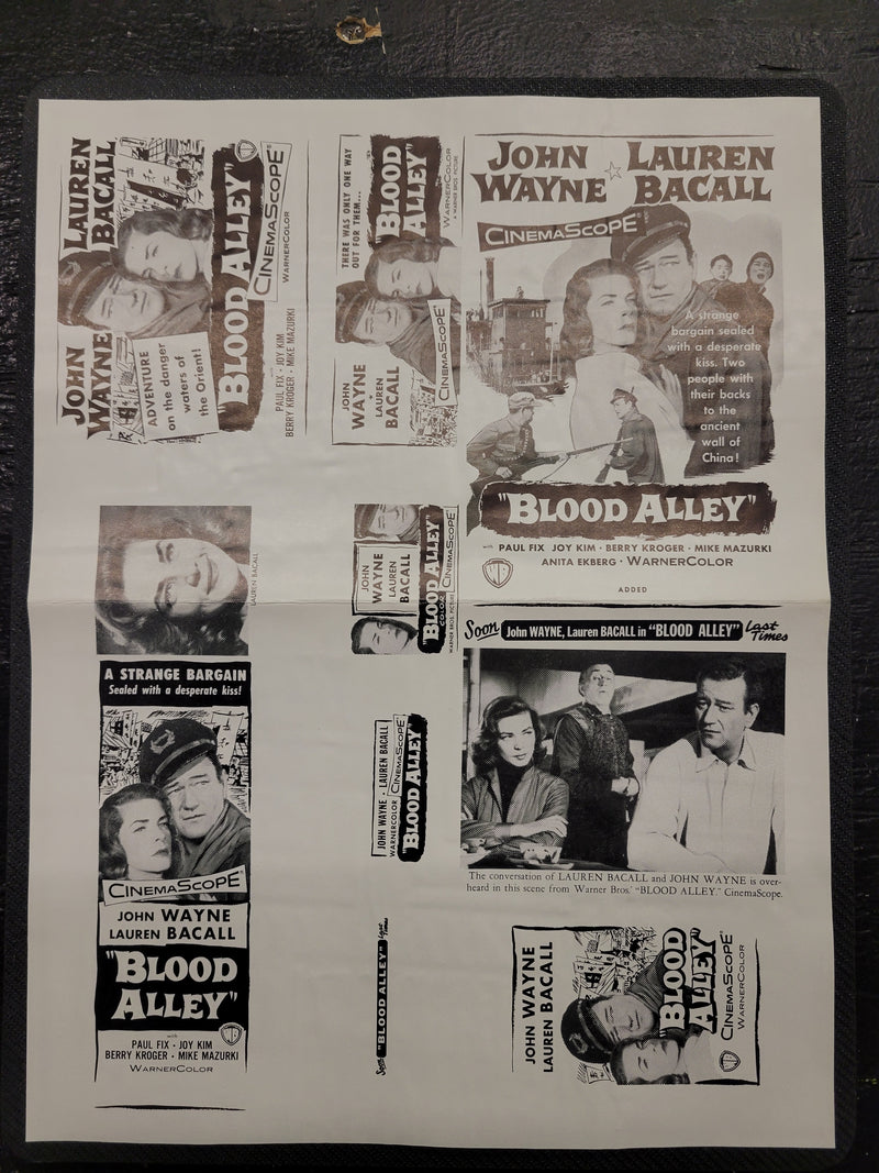 "Blood Alley" Original Movie Ad Mat Mold and Ad Clip Art Print