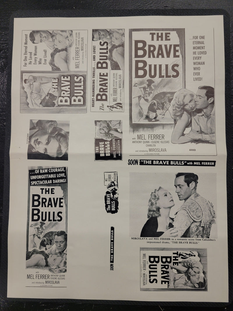 "The Brave Bulls" Original Movie Ad Mat Mold and Ad Clip Art Print