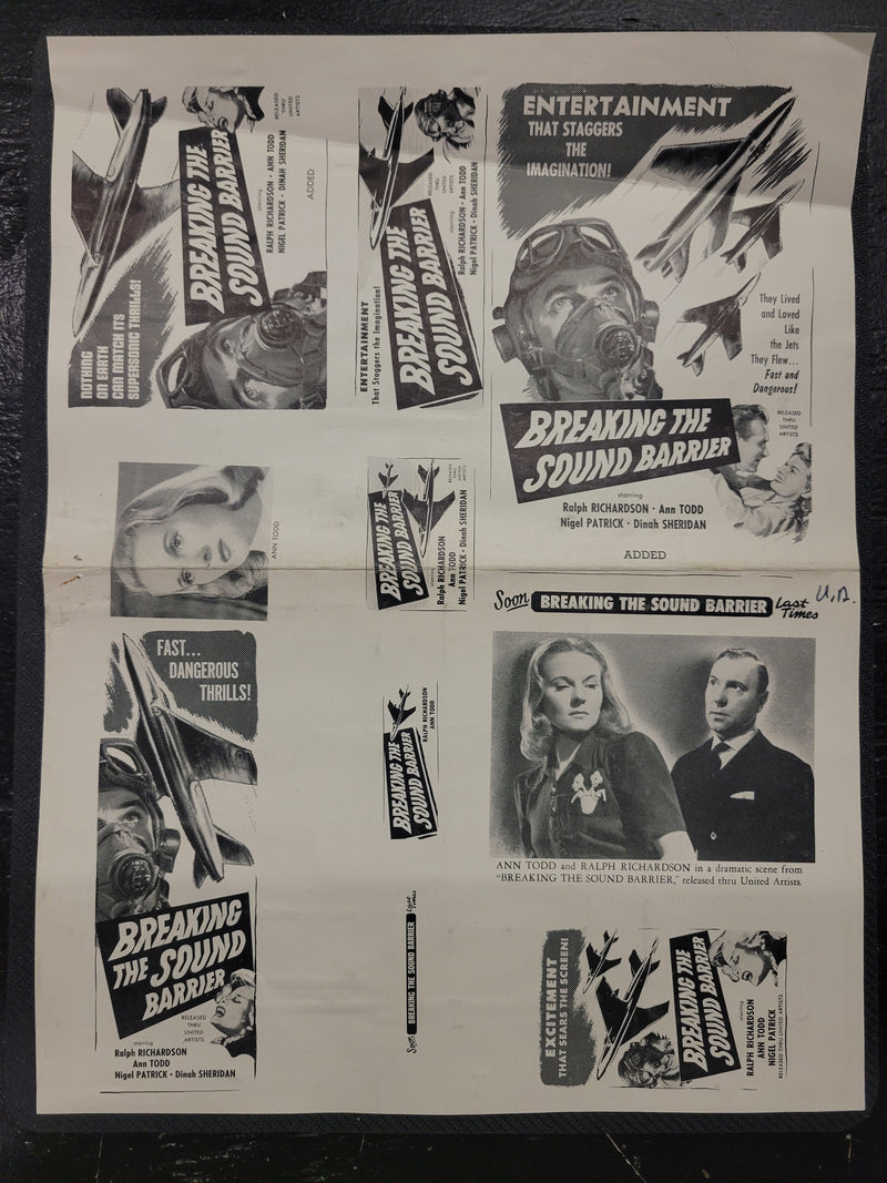 "Breaking The Sound Barrier" Original Movie Ad Mat Mold and Ad Clip Art Print
