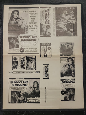 "Bunny Lake Is Missing" Original Movie Ad Mat Mold and Ad Clip Art Print