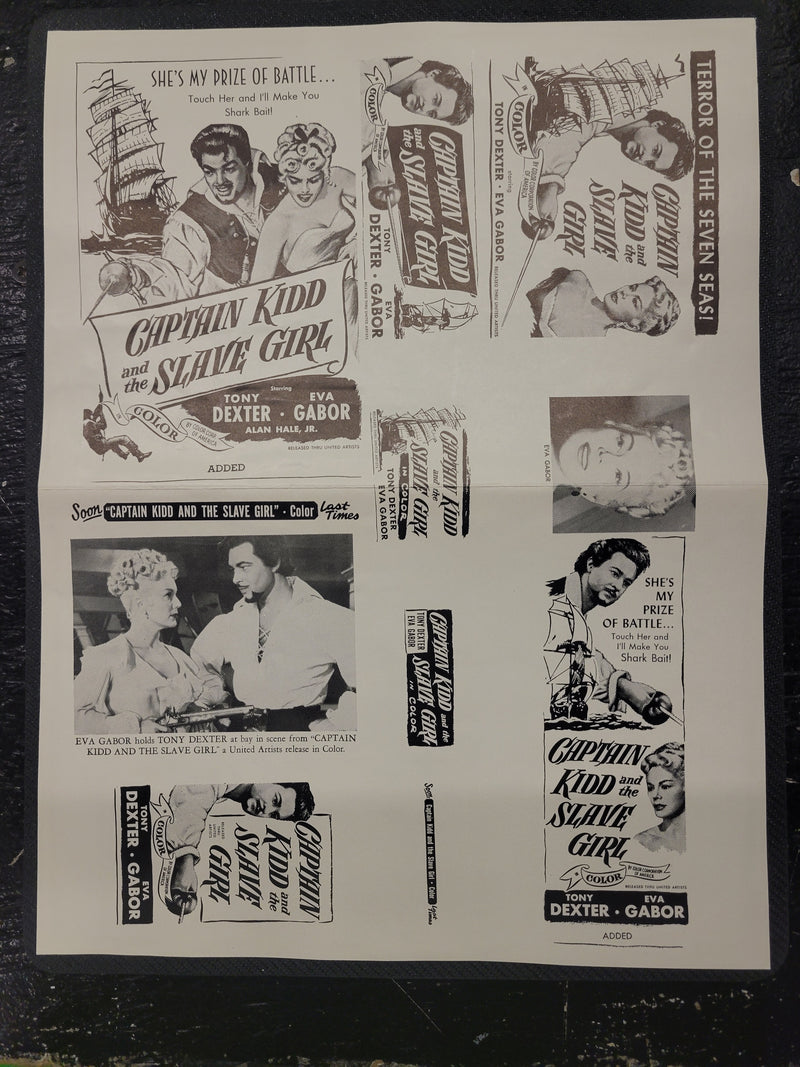 "Captain Kidd And The Slave Girl" Original Movie Ad Mat Mold and Ad Clip Art Print