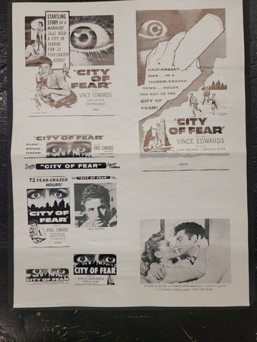 "City Of Fear (1959)" Original Movie Ad Mat Mold and Ad Clip Art Print