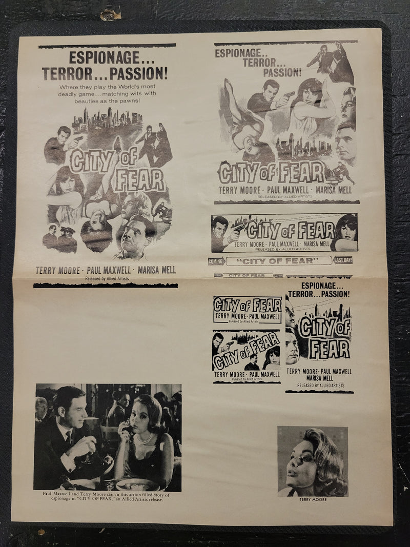 "City Of Fear (1965)" Original Movie Ad Mat Mold and Ad Clip Art Print