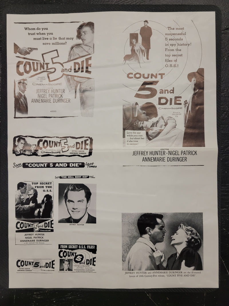"Count 5 And Die" Original Movie Ad Mat Mold and Ad Clip Art Print