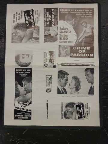 "Crime Of Passion" Original Movie Ad Mat Mold and Ad Clip Art Print