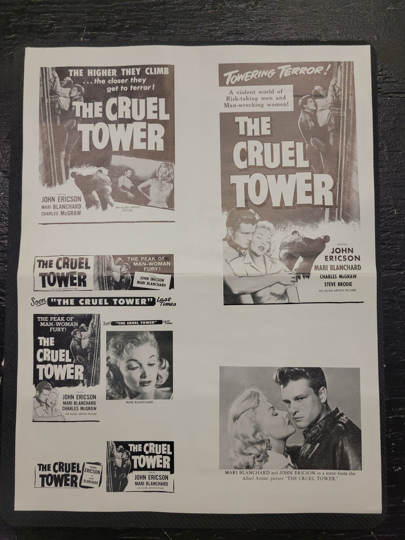 "The Cruel Tower" Original Movie Ad Mat Mold and Ad Clip Art Print