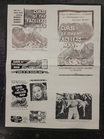 "Curse Of The Faceless Man" Original Movie Ad Mat Mold and Ad Clip Art Print