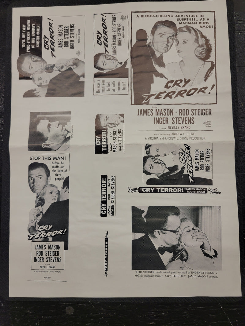 "Cry Terror!" Original Movie Ad Mat Mold and Ad Clip Art Print