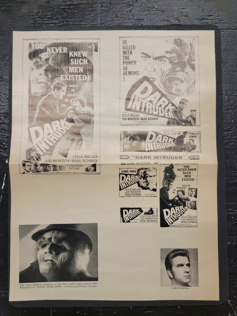 "Dark Intruder" Original Movie Ad Mat Mold and Ad Clip Art Print