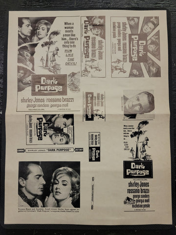 "Dark Purpose (L'intrigo)" Original Movie Ad Mat Mold and Ad Clip Art Print