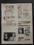 "Deadly Duo" Original Movie Ad Mat Mold and Ad Clip Art Print