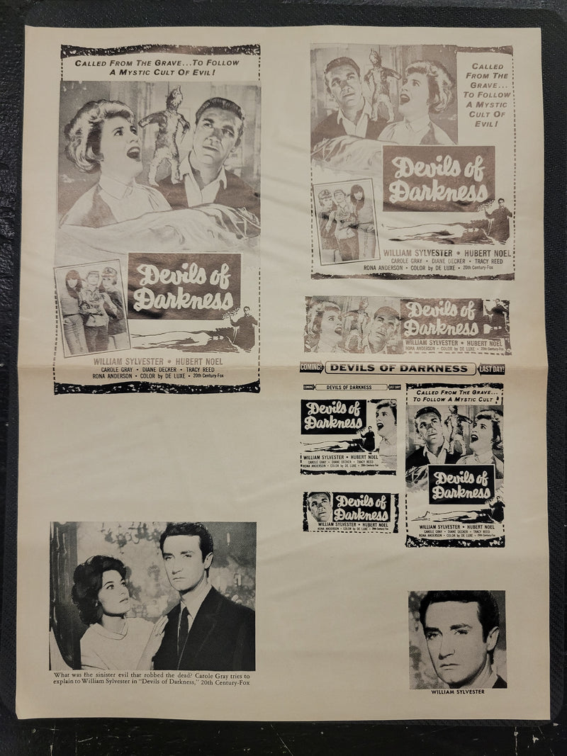 "Devils Of Darkness" Original Movie Ad Mat Mold and Ad Clip Art Print