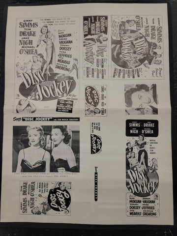 "Disc Jockey" Original Movie Ad Mat Mold and Ad Clip Art Print