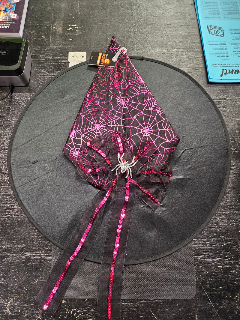 Purple and Black Web Witch Hat