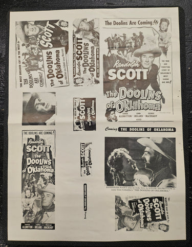 "The Doolins of Oklahoma" Original Movie Ad Mat Mold and Ad Clip Art Print