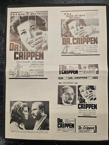 "Dr. Crippen" Original Movie Ad Mat Mold and Ad Clip Art Print