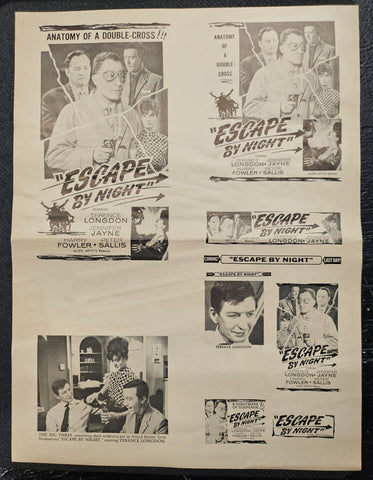 "Escape By Night" Original Movie Ad Mat Mold and Ad Clip Art Print