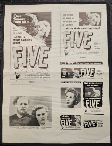 "Five" Original Movie Ad Mat Mold and Ad Clip Art Print