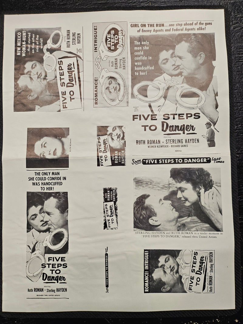 "Five Steps To Danger" Original Movie Ad Mat Mold and Ad Clip Art Print