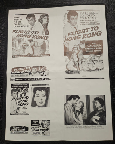 "Flight To Hong Kong" Original Movie Ad Mat Mold and Ad Clip Art Print
